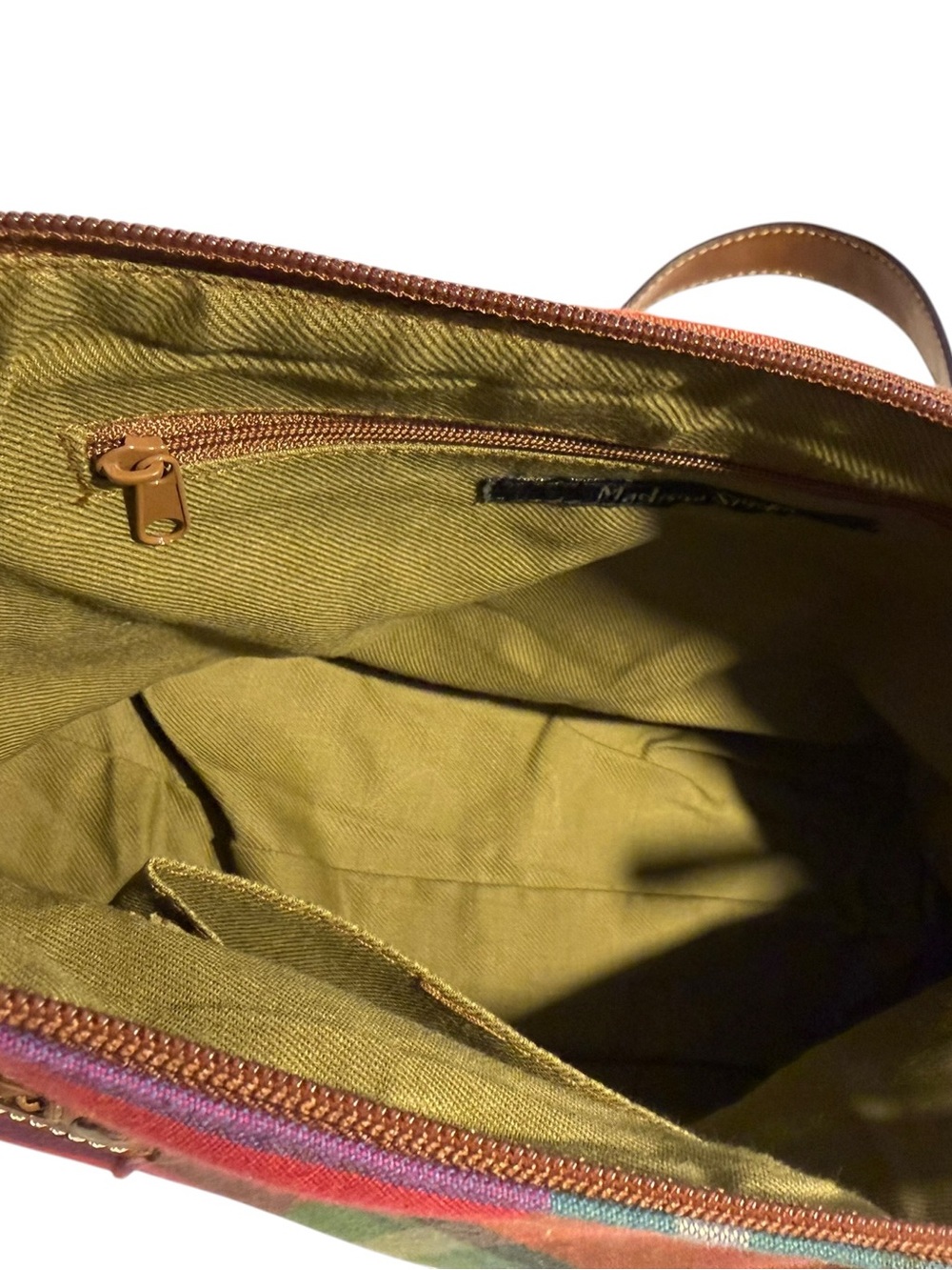 Madison Studio Plaid Multicolor Shoulder Bag with Faux Leather Trim - Picture 10 of 14